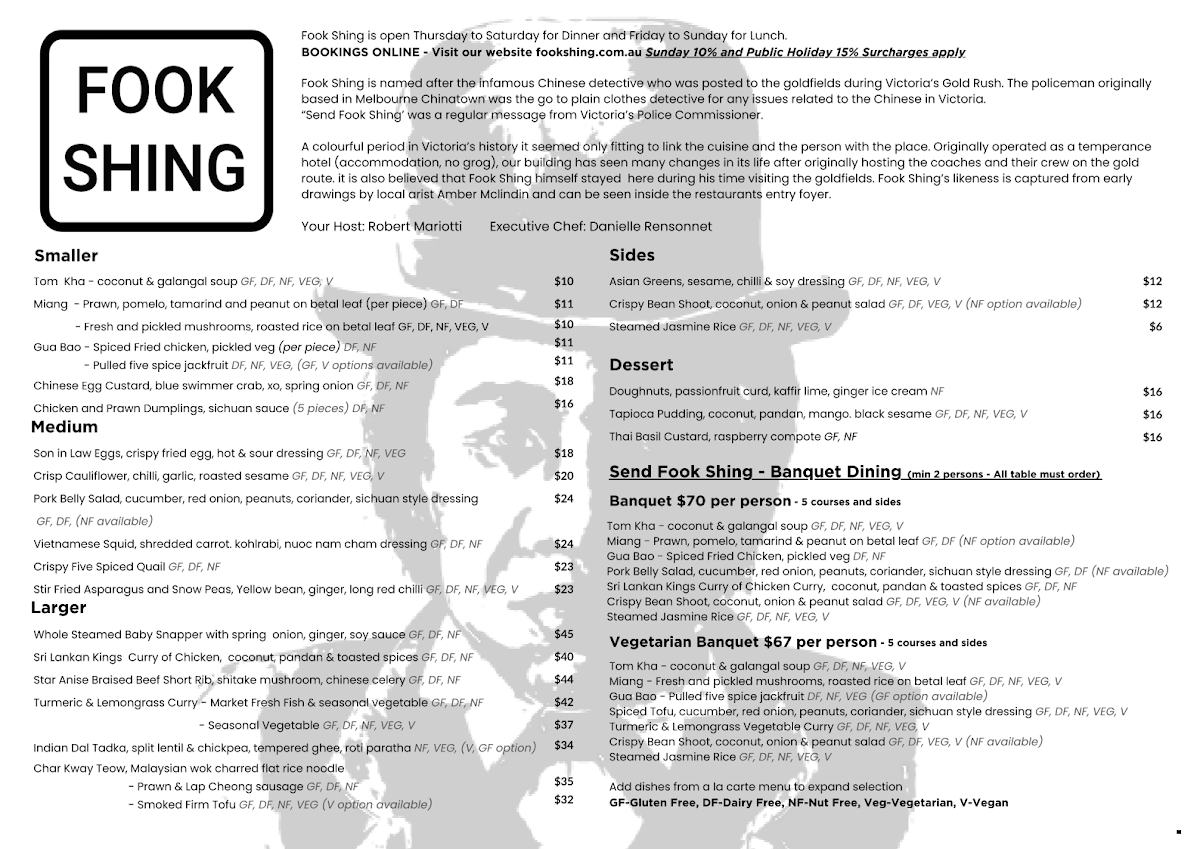 Menu, Fook Shing