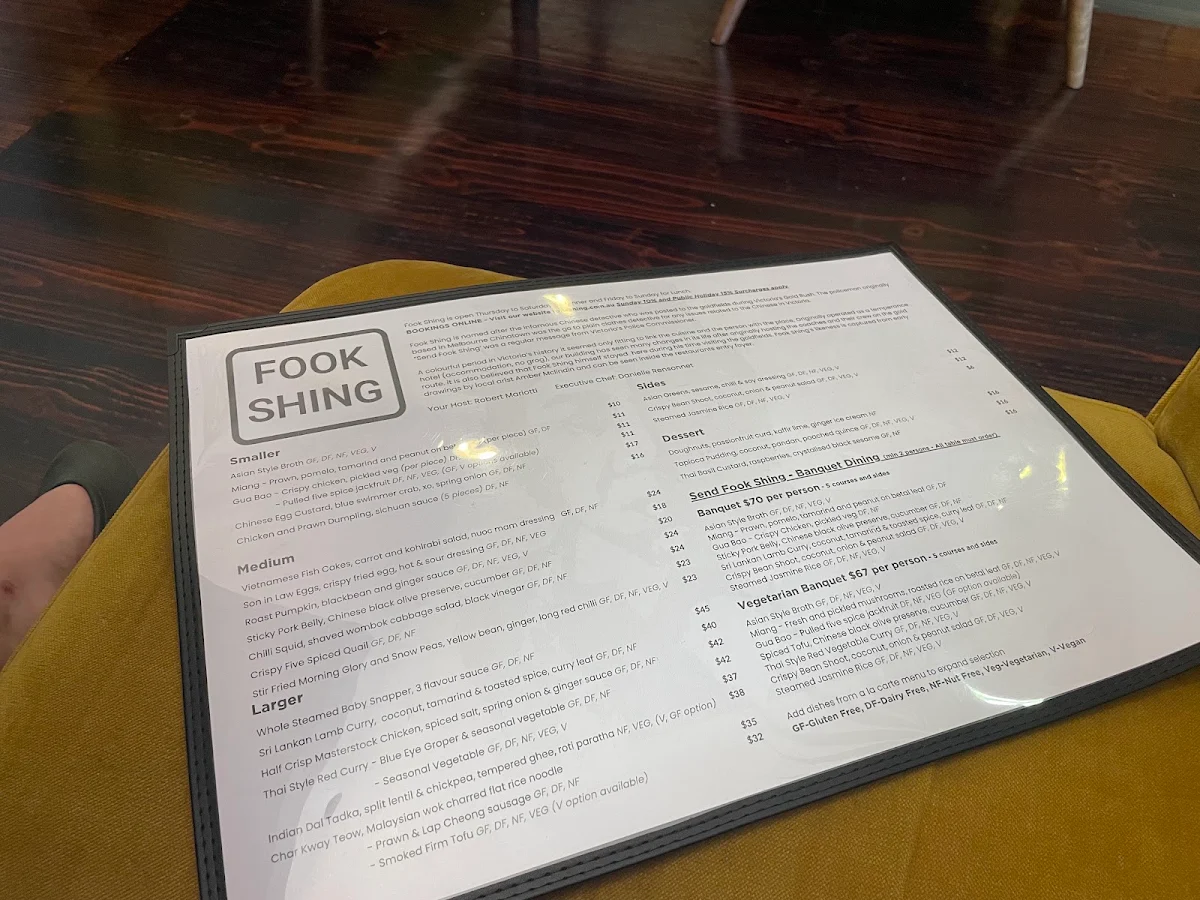 Menu, Fook Shing