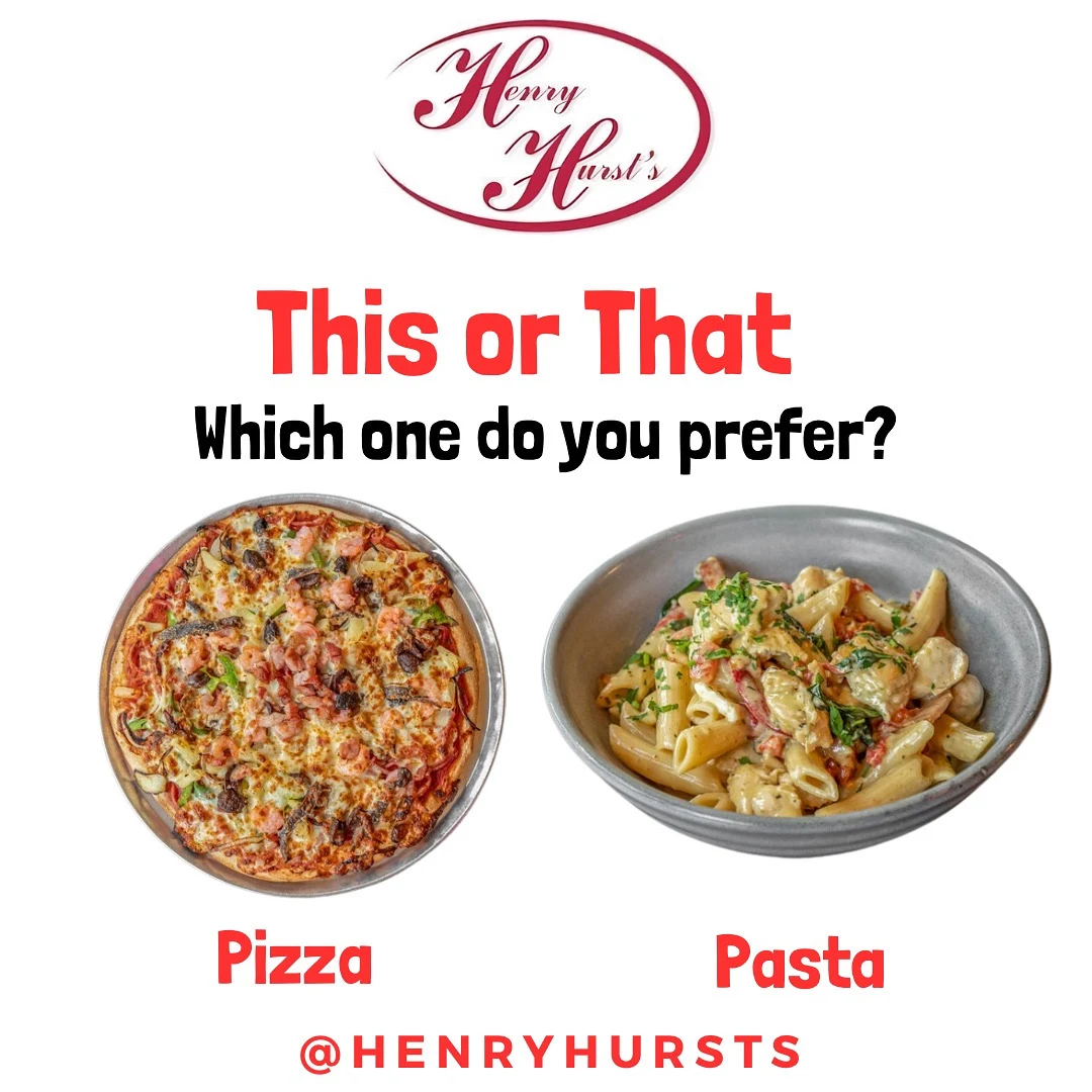 Menu, Henry Hursts Pizza and Pasta Restaurant