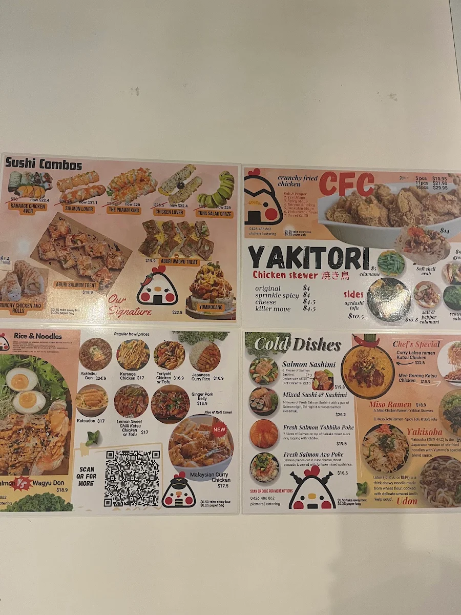 Menu, Yummo Kitchen "Japanese & Malaysian soul food" Yummo!