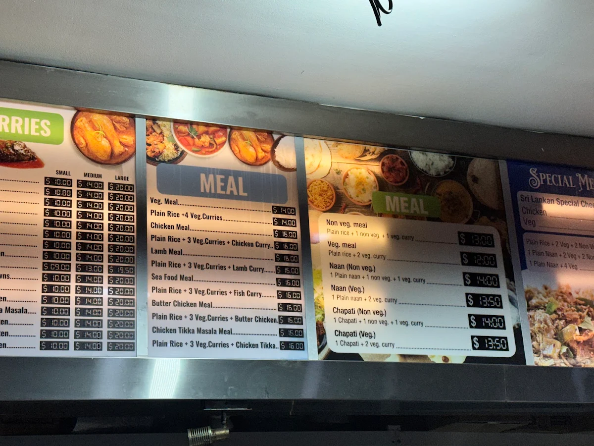Menu, Sun Rise Indian & Srilankan Restaurant & Takeaway pty ltd