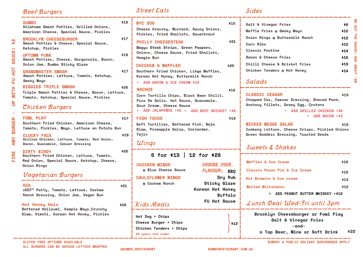 Menu, D U M B O