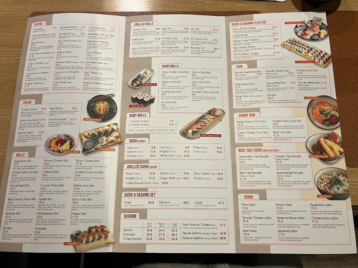 Menu, Sushi lab