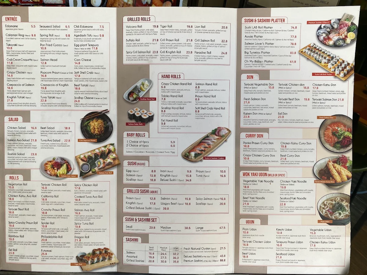 Menu, Sushi lab