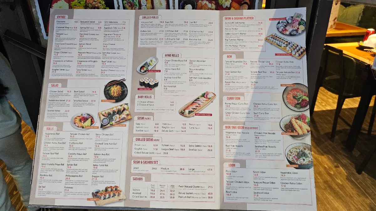Menu, Sushi lab