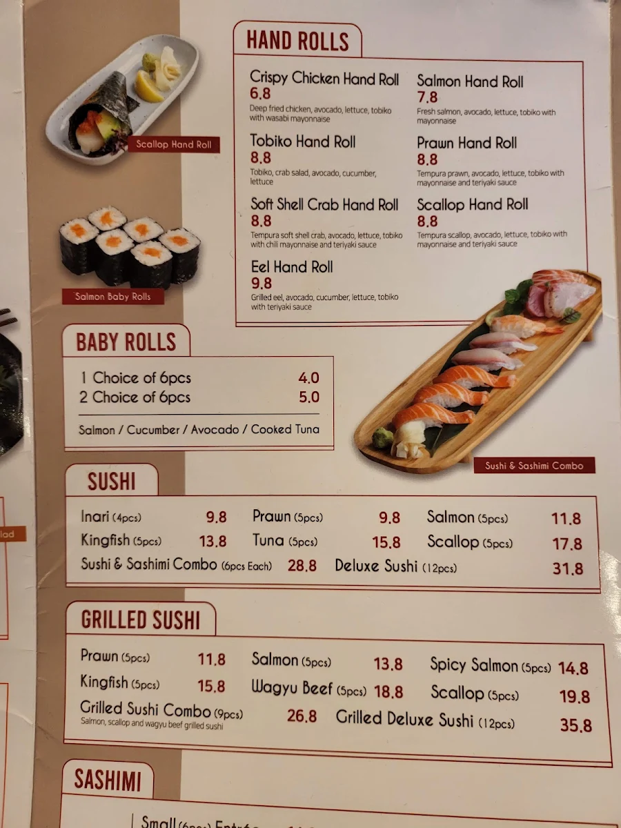 Menu, Sushi lab