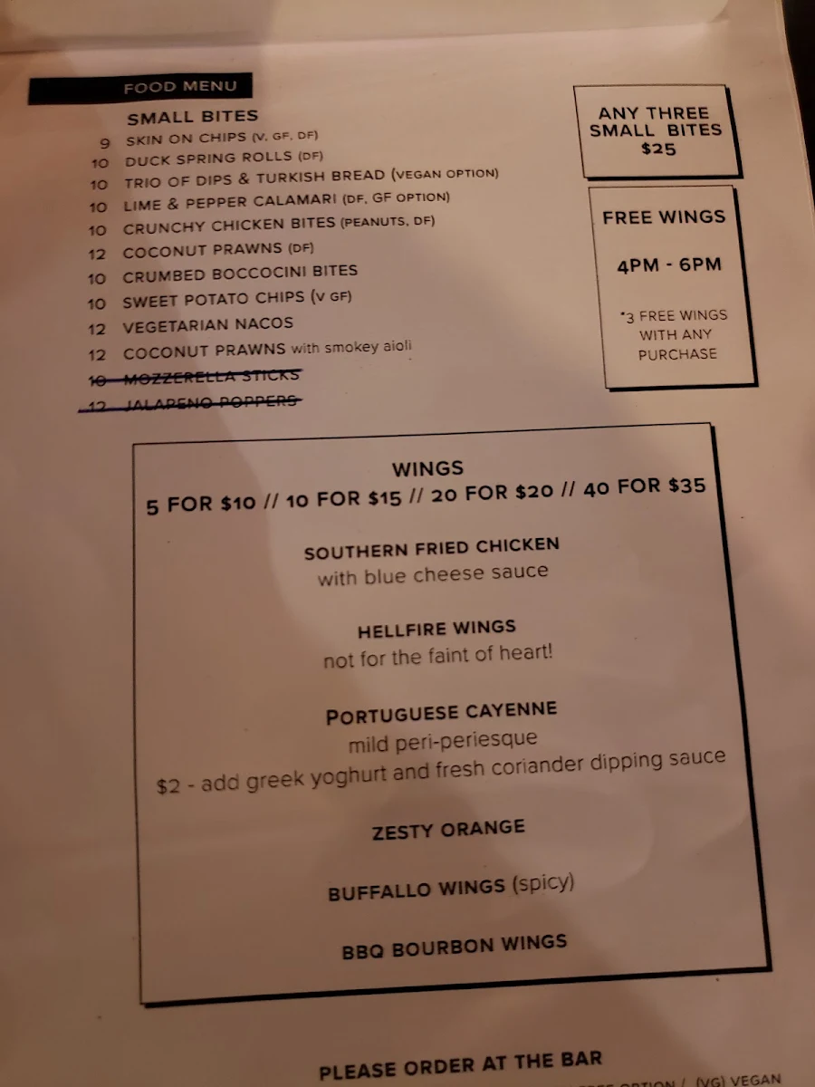 Menu, Crafty Fox