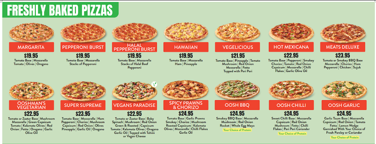 Menu, OOSHMAN Baulkham Hills