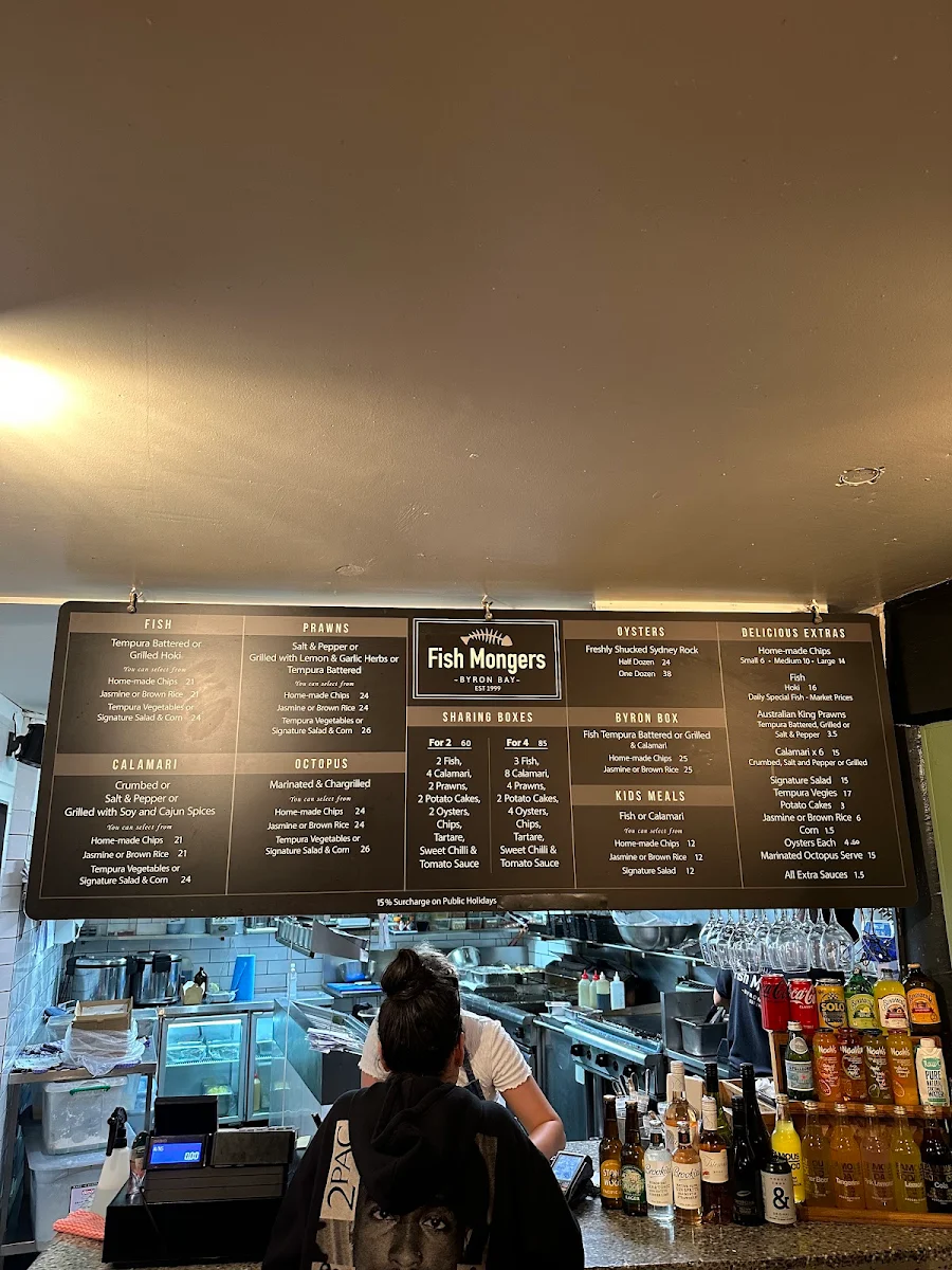 Menu, Fishmongers Byron Bay