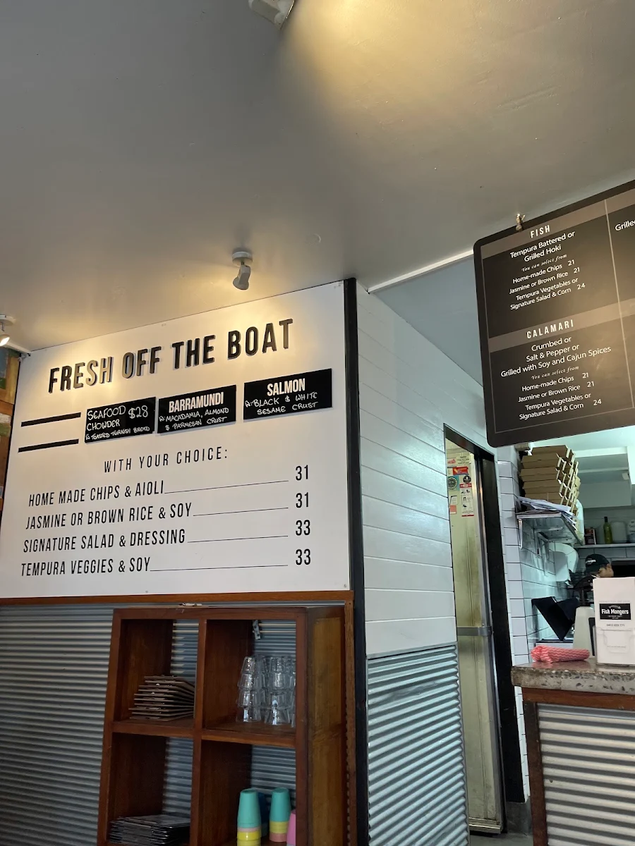 Menu, Fishmongers Byron Bay