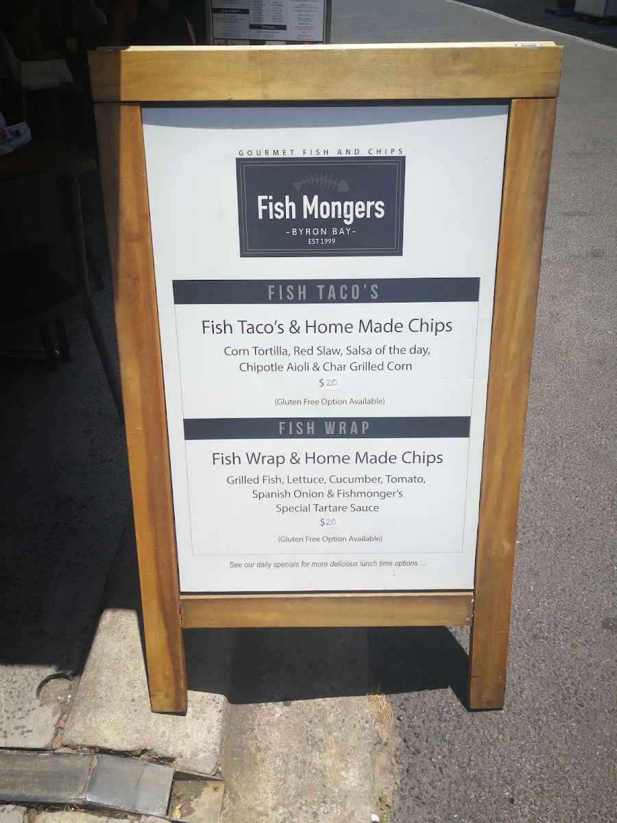 Menu, Fishmongers Byron Bay