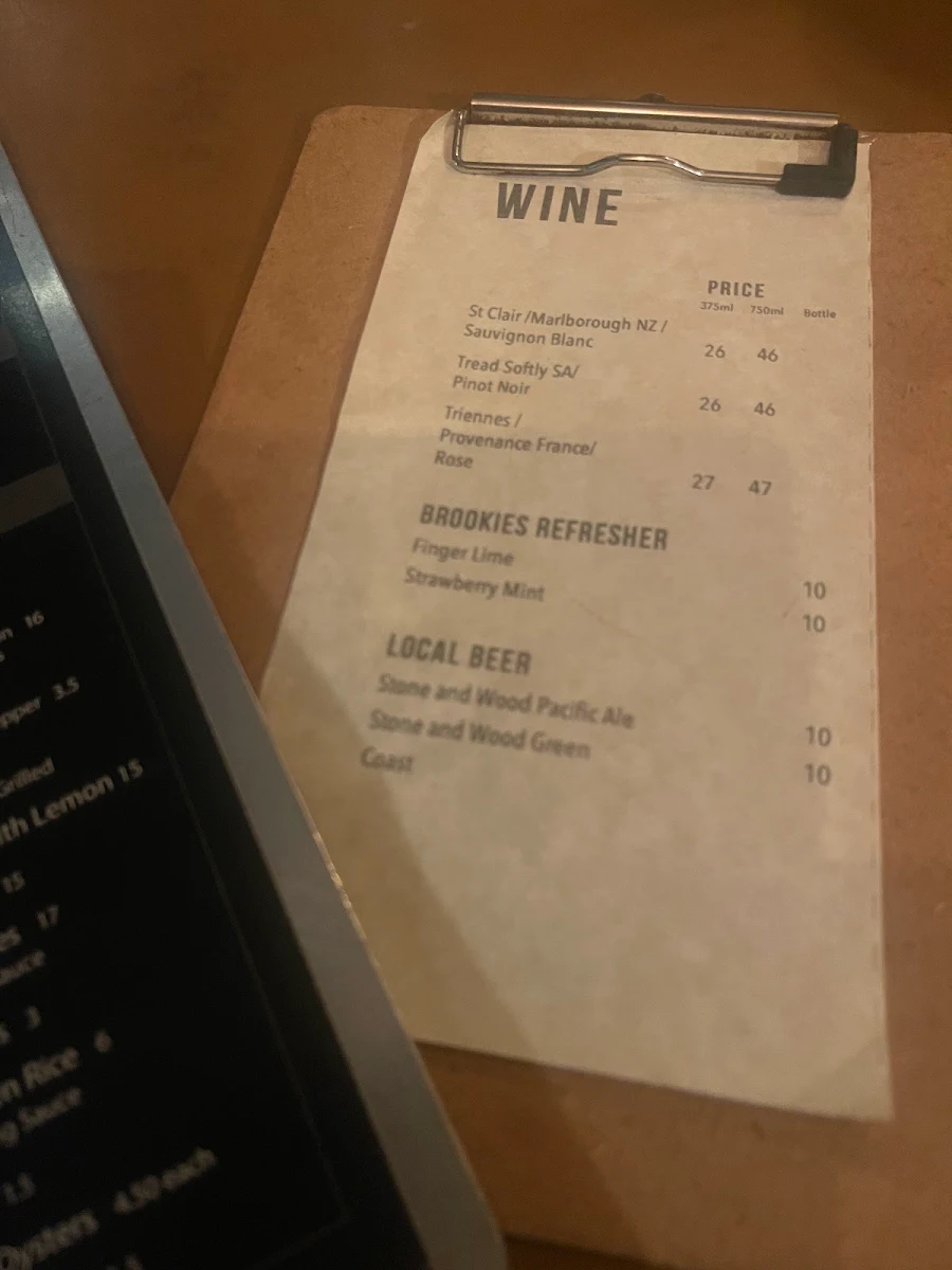 Menu, Fishmongers Byron Bay