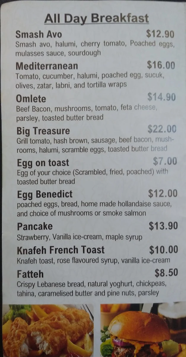 Menu, Halal Food Treasure Cafe