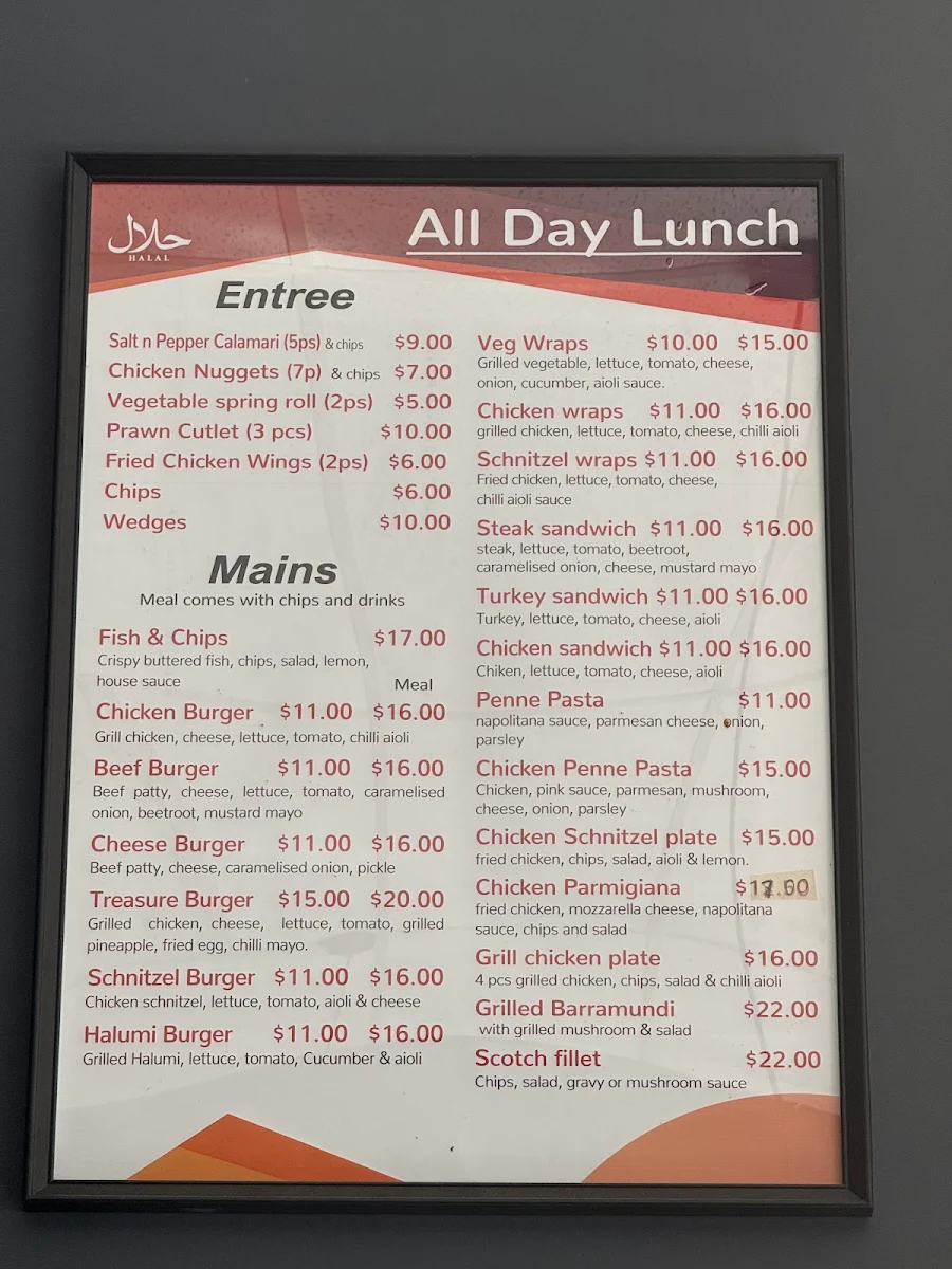 Menu, Halal Food Treasure Cafe