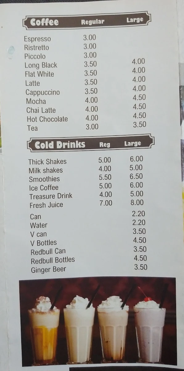 Menu, Halal Food Treasure Cafe