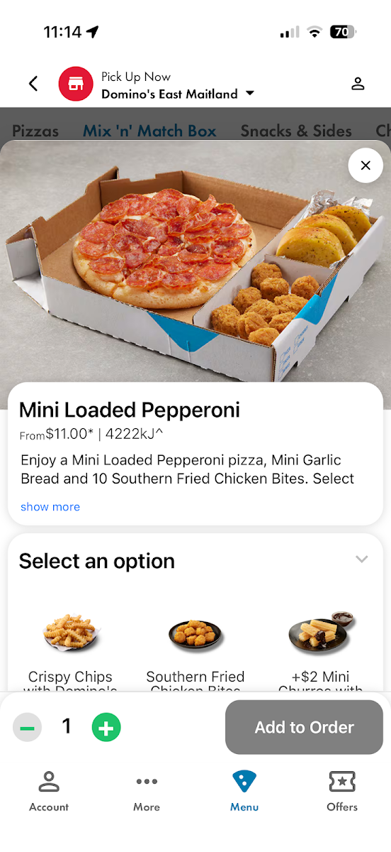 Menu, Domino's Pizza East Maitland