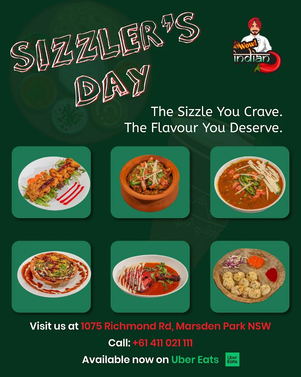 Menu, WOW! Indian