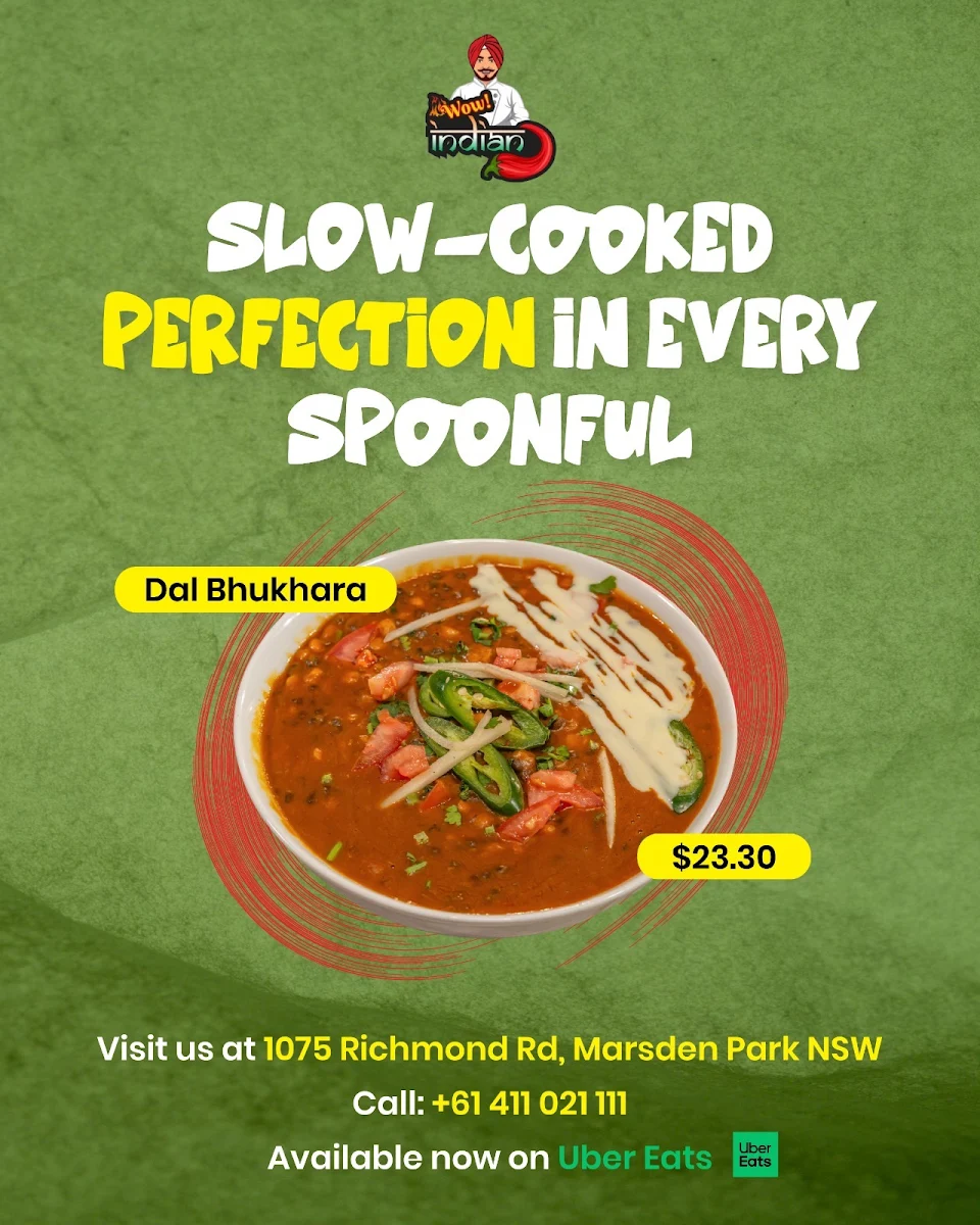 Menu, WOW! Indian