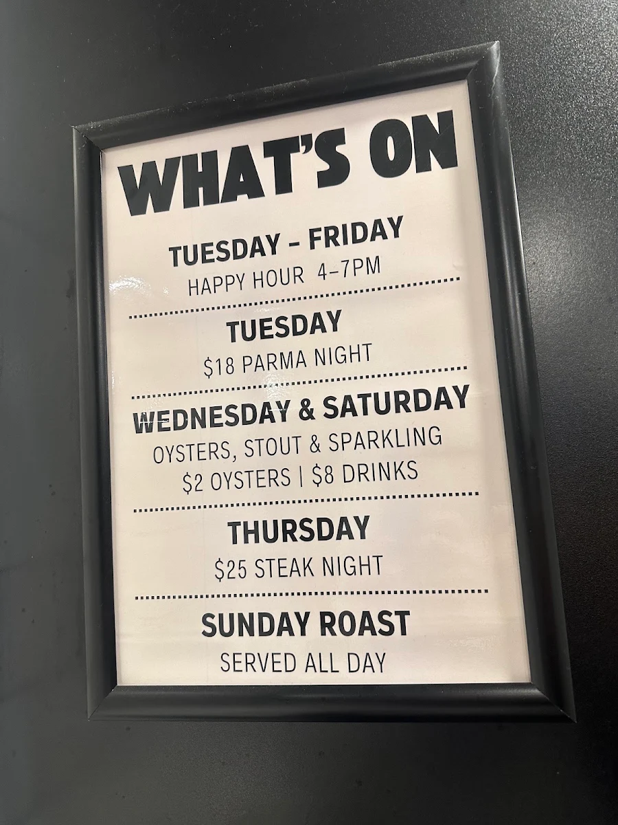 Menu, St Andrews Hotel - Fitzroy