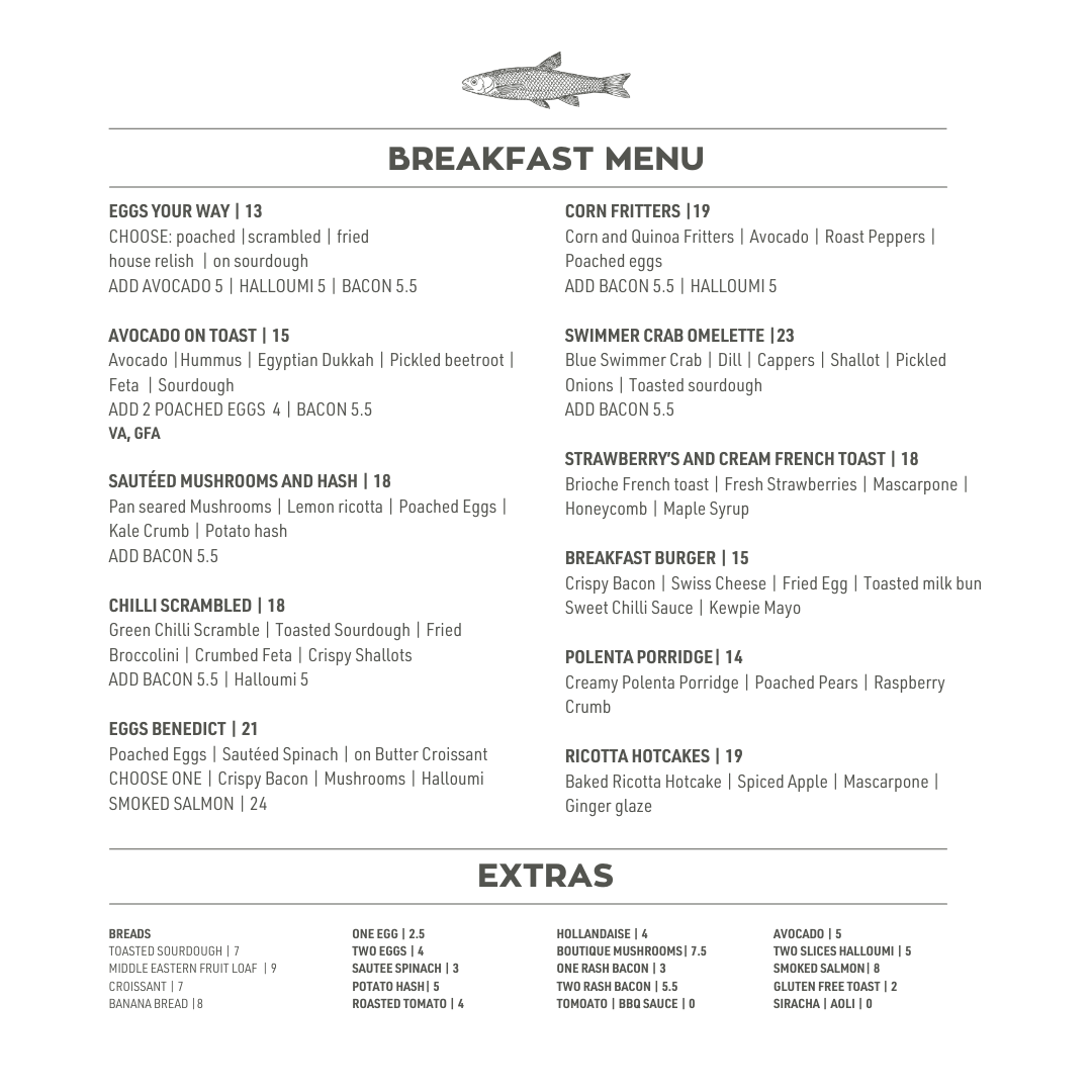 Menu, Let Minnow Cafe