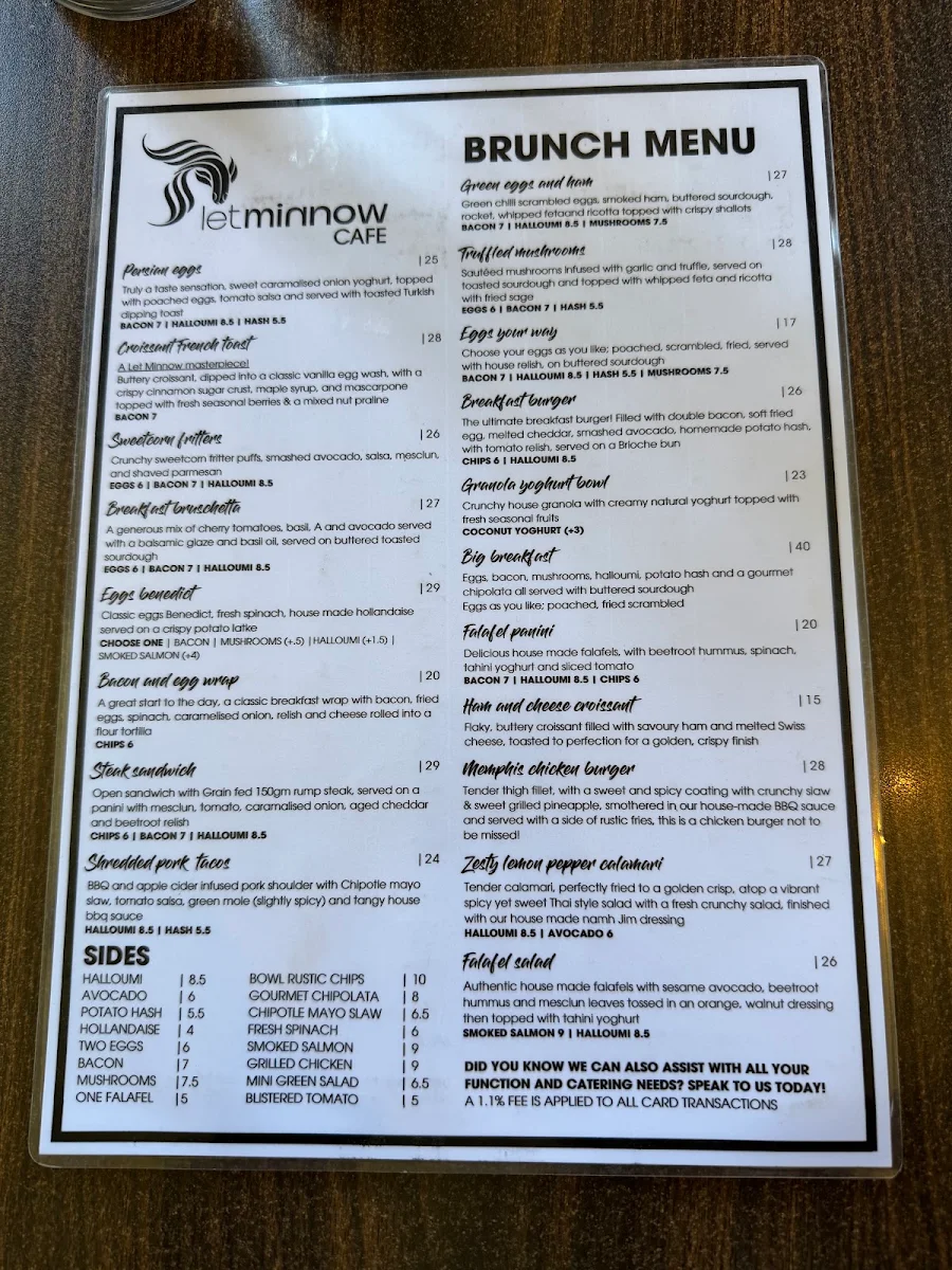 Menu, Let Minnow Cafe