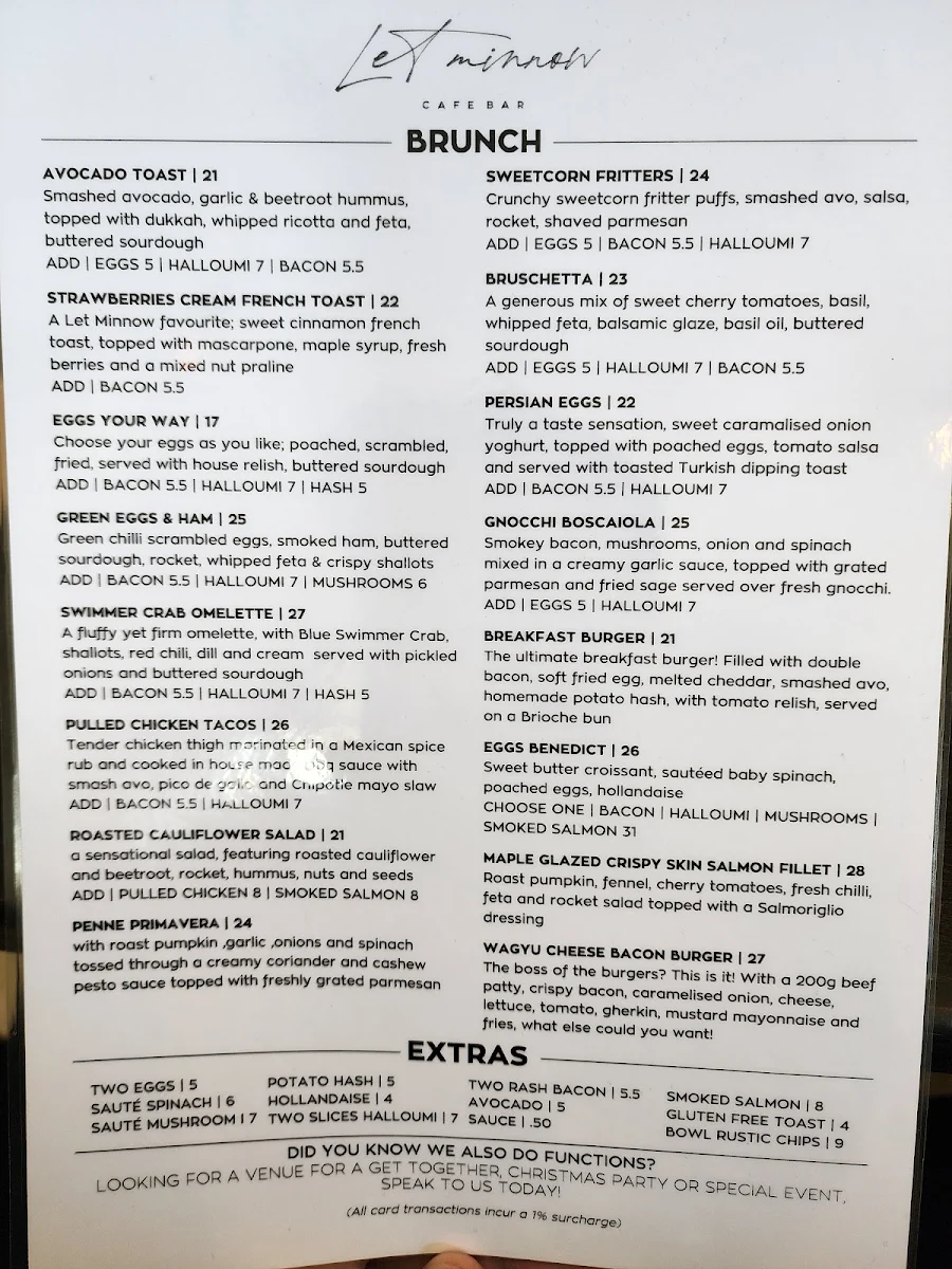 Menu, Let Minnow Cafe