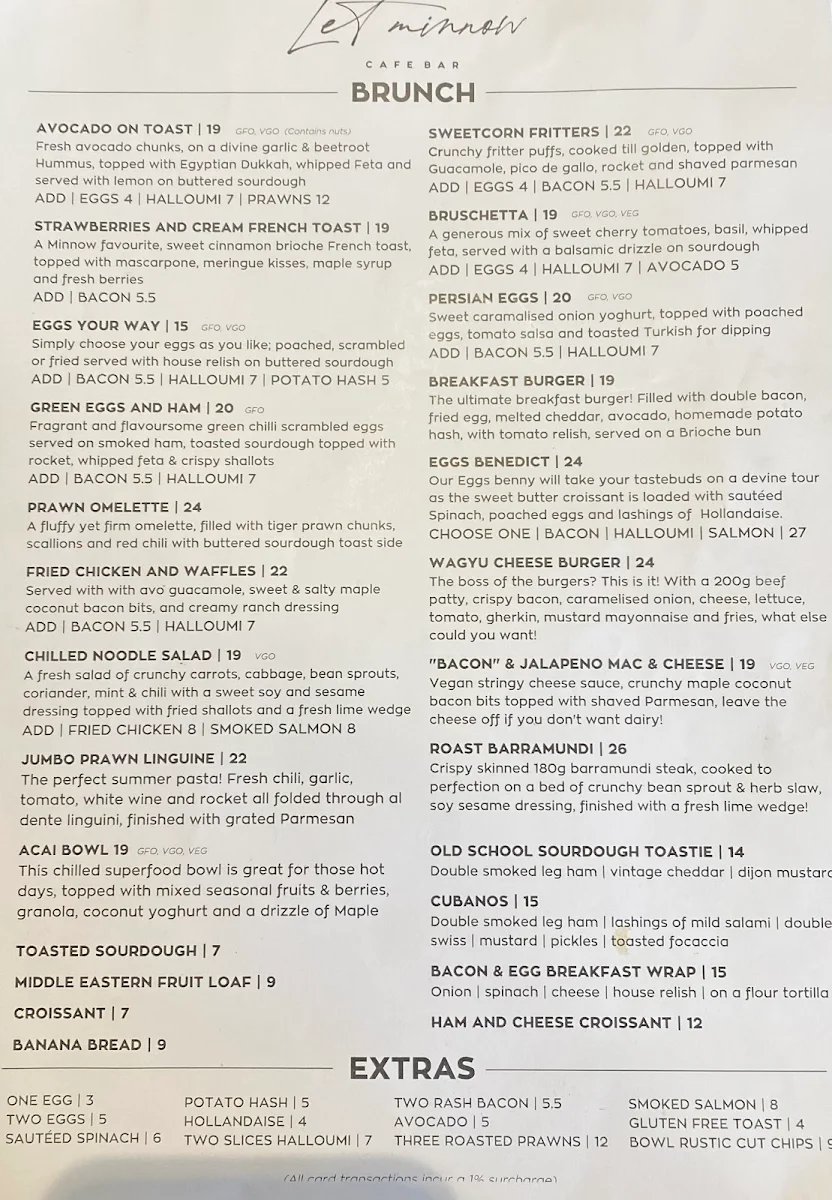 Menu, Let Minnow Cafe