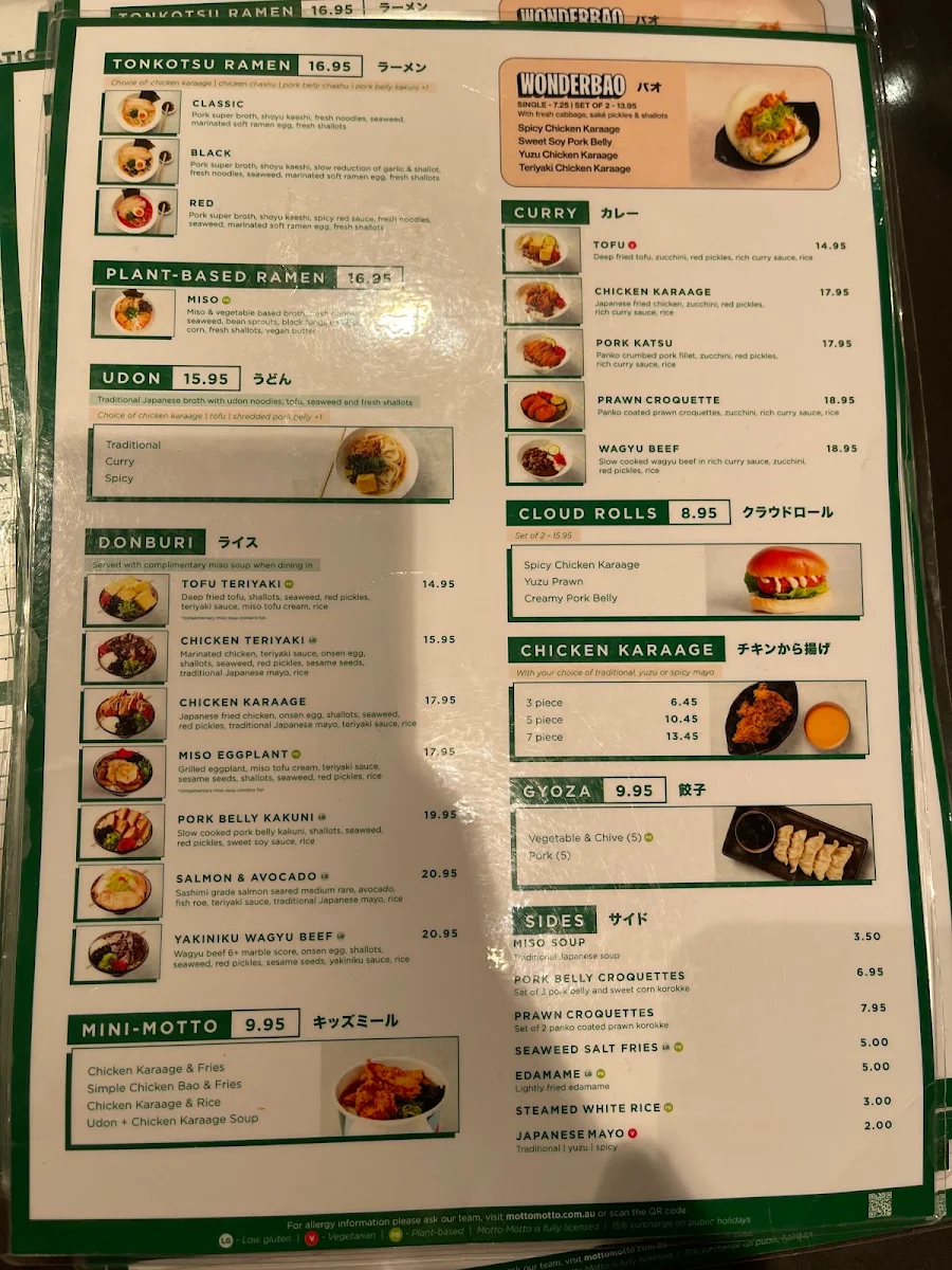 Menu, Motto Motto Japanese Kitchen - Garden City (Mt Gravatt)