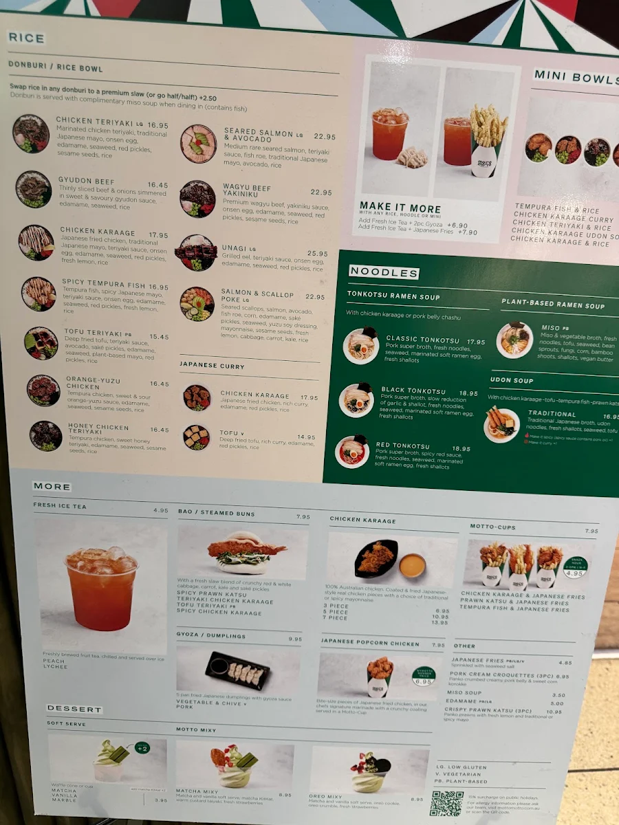 Menu, Motto Motto Japanese Kitchen - Garden City (Mt Gravatt)