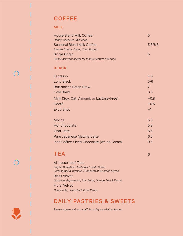 Menu, Rombe Rooftop