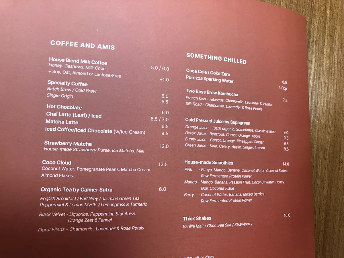 Menu, Rombe Rooftop
