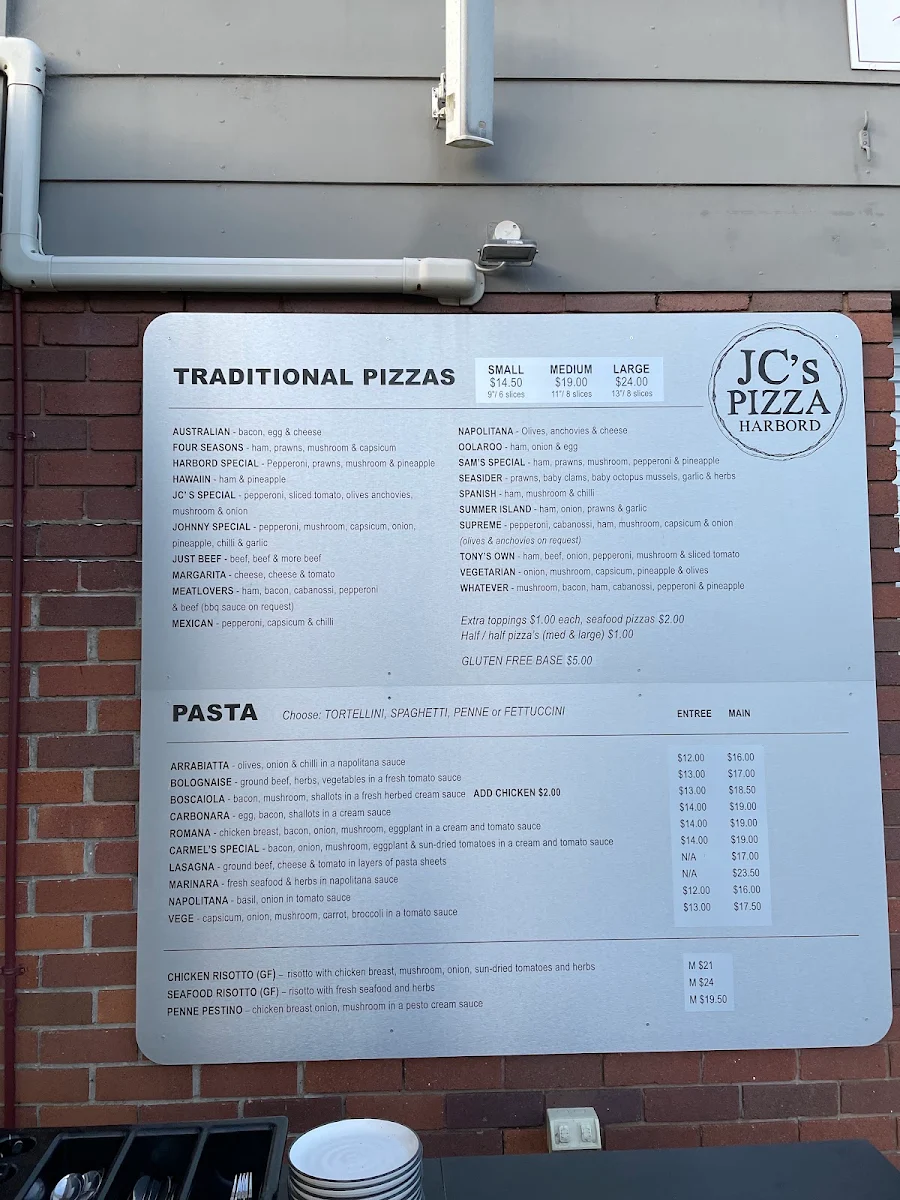 Menu, JC's Pizza Harbord Freshwater