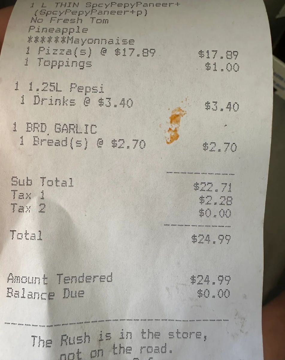 Menu, Domino's Pizza Langford WA