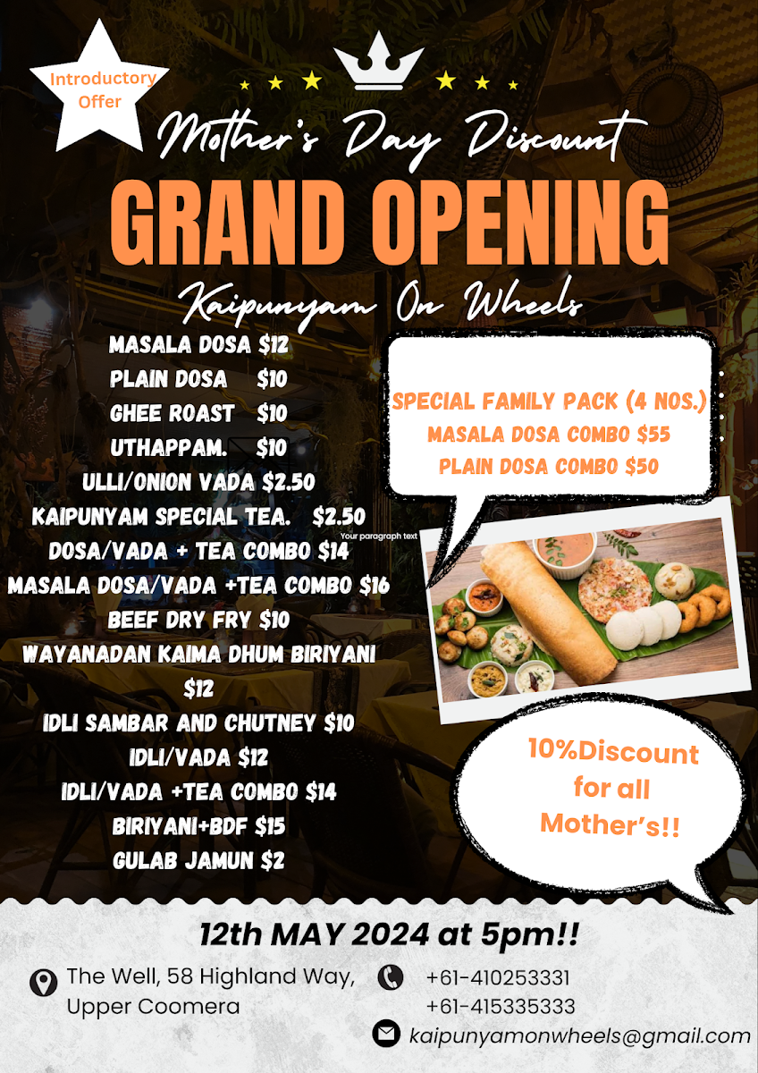 Menu, Kaipunyam on wheels