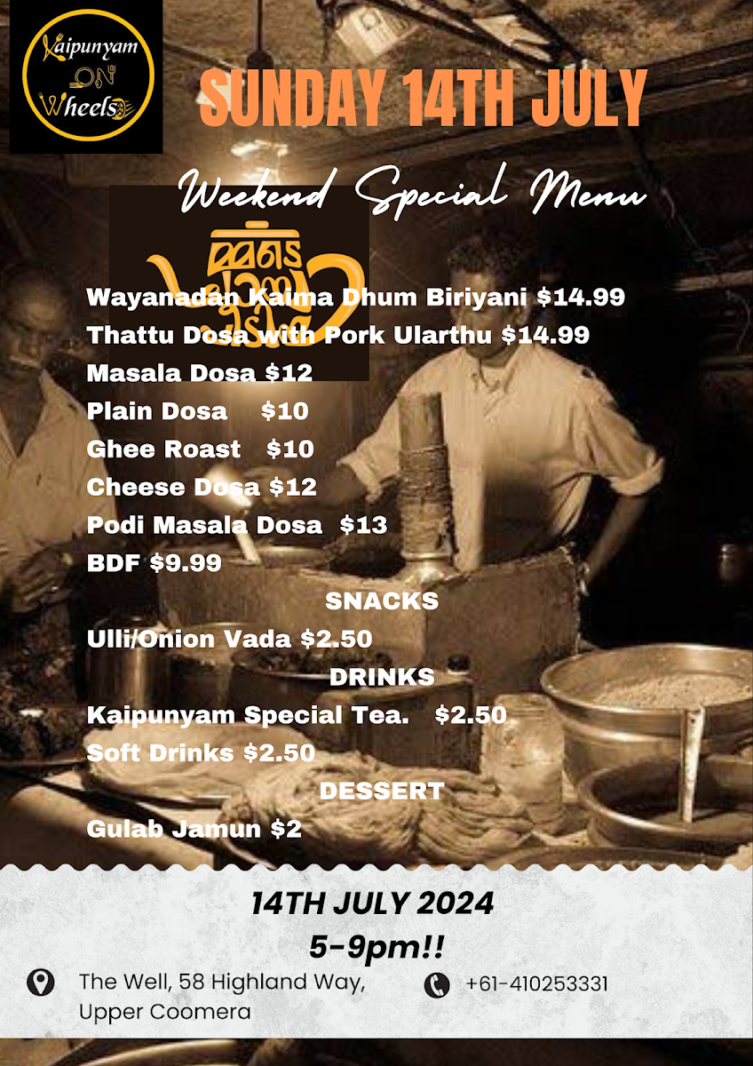 Menu, Kaipunyam on wheels