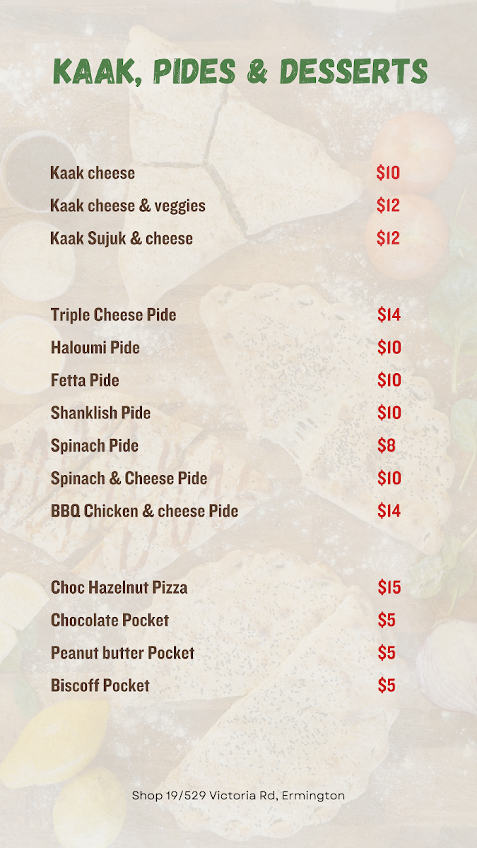 Menu, Jonah Manoosh