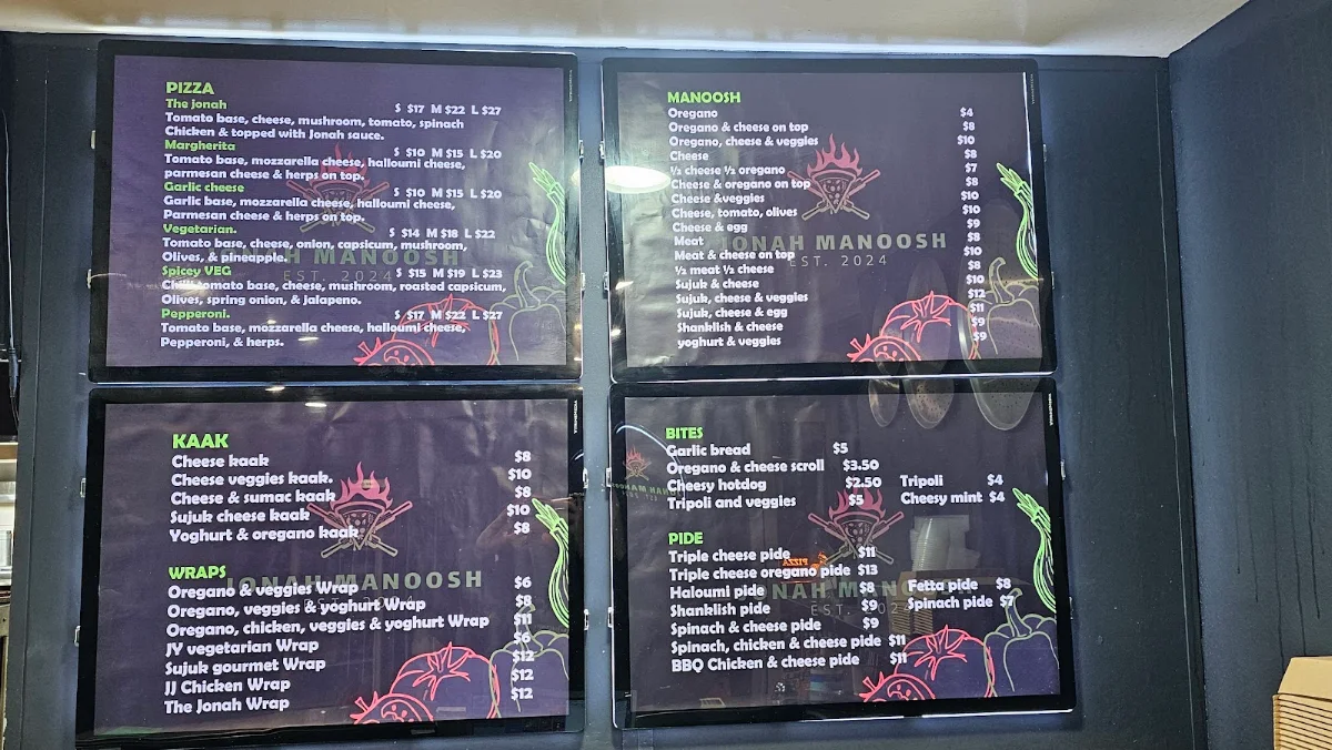 Menu, Jonah Manoosh