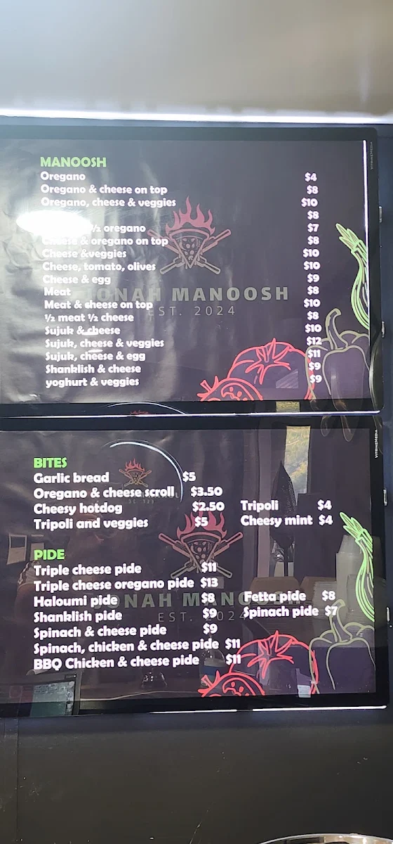 Menu, Jonah Manoosh