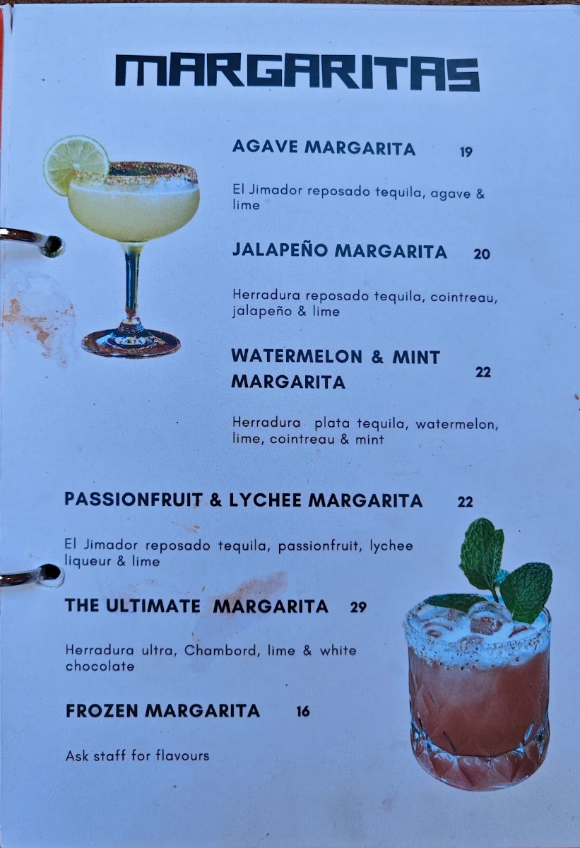 Menu, La Cabra Mexican - Mordialloc