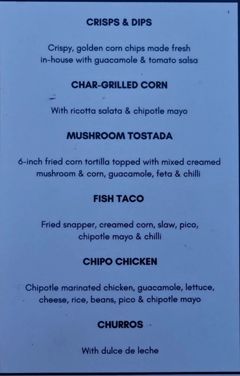 Menu, La Cabra Mexican - Mordialloc