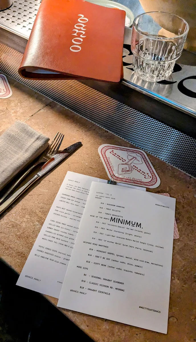 Menu, Banco Manly