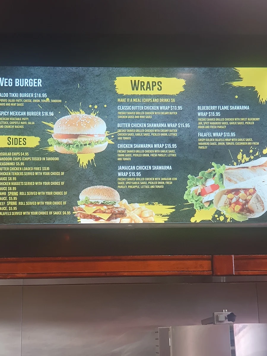 Menu, Mad Over Burgers & Wraps