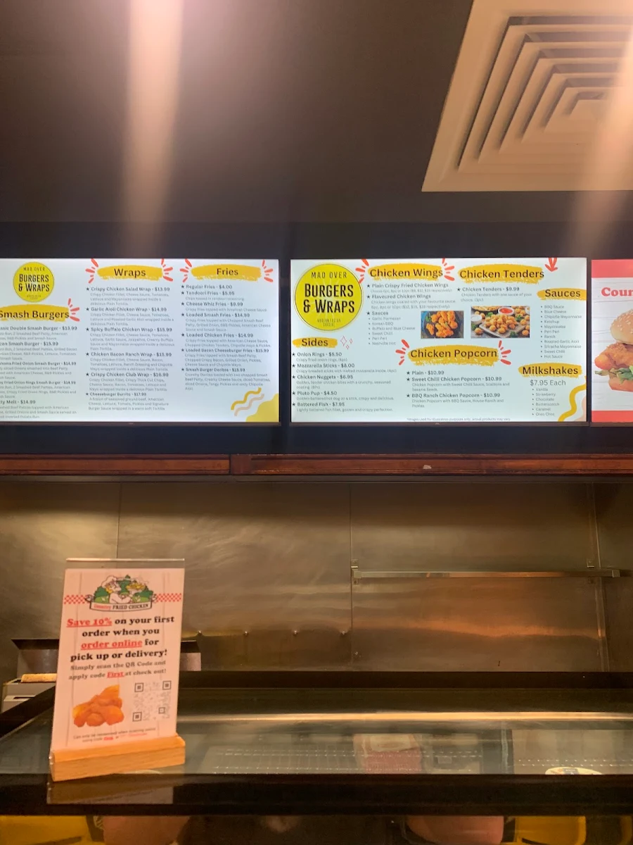 Menu, Mad Over Burgers & Wraps