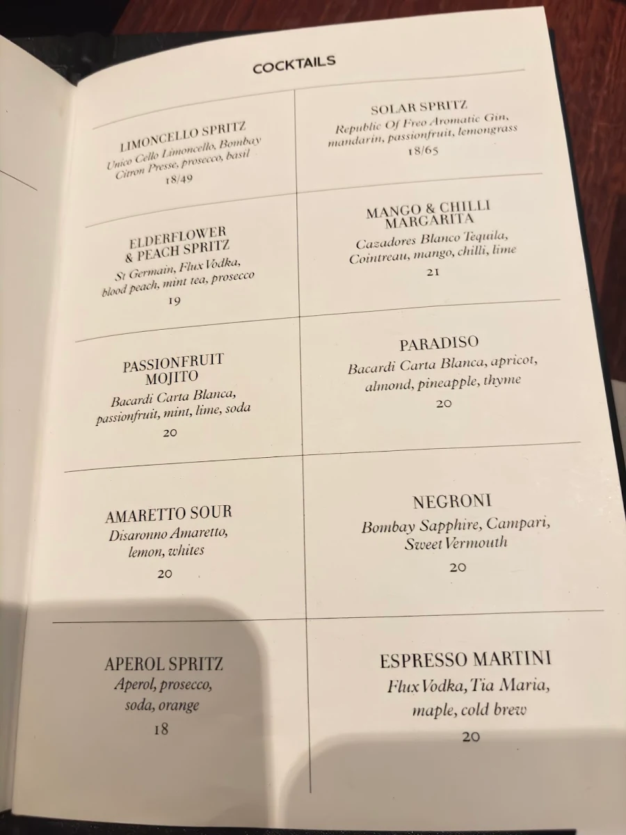 Menu, The Garden Leederville