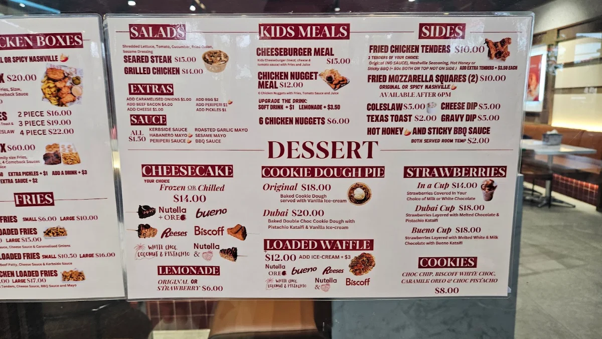 Menu, Kerbside Eatery Eastern Creek