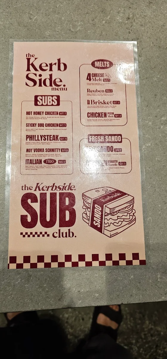 Menu, Kerbside Eatery Eastern Creek