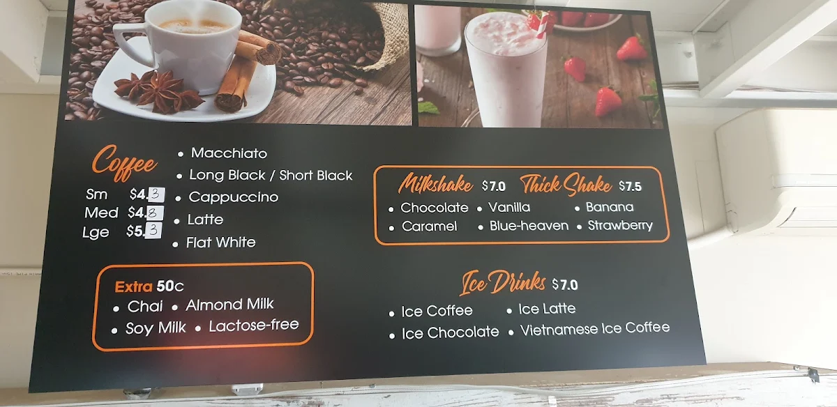 Menu, Sixty° Café