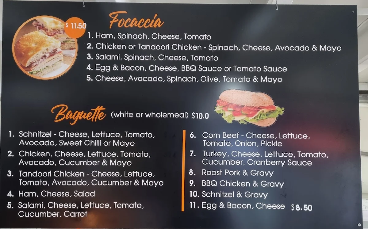 Menu, Sixty° Café