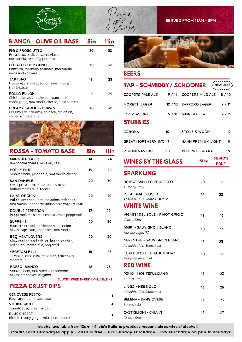 Menu, Silvio's Italiano