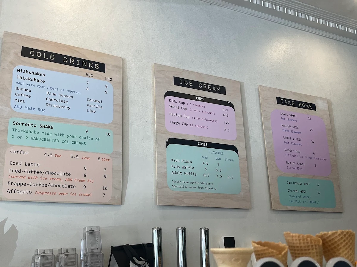 Menu, Mubble Sorrento (Handcrafted Ice Cream)